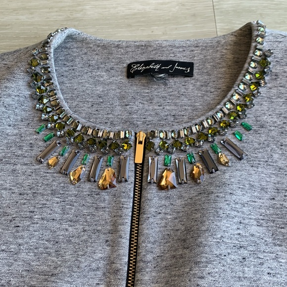 Elizabeth and James Quinn  Rhinestone Jacket, Size Large, Gray color. Like New. - Picture 2 of 9